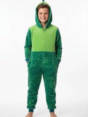 Green Dragon Hooded Kids Onesie Footie Pajamas
